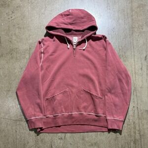 Wallace & Barnes Hoodie Mens 2XL Pink 1/4 Zip Heavyweight Fleece Sweatshirt